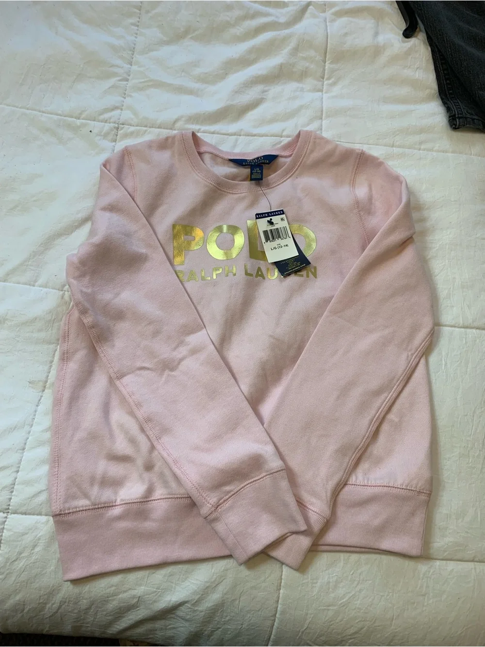 Polo by Ralph Lauren Girls' Pale Pink Sweatshirt & Joggers with Gold Logo